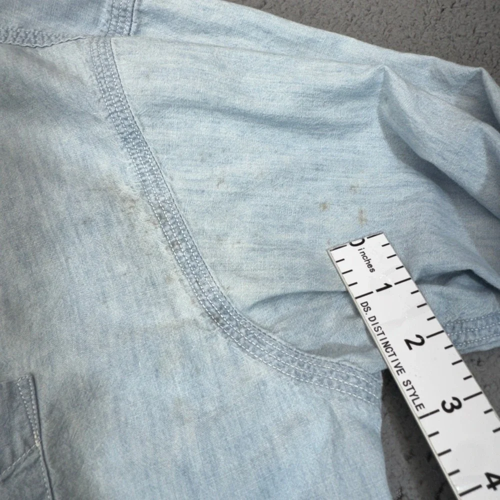 Banana Republic Safari Mens Large Blue Chambray Denim Safari Travel Casual
